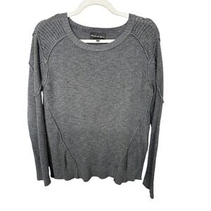 Michael Stars Gray Pullover Sweater Reverse Seam Accents Women's Size XS/S